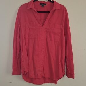 Nine West Coral V-Neck Long Sleeve Pullover Blouse